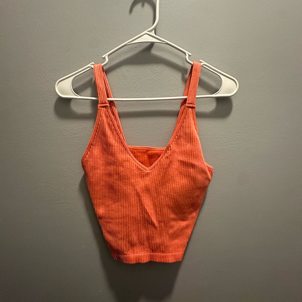 Dry Goods Vibrant Orange Ribbed Crop Top